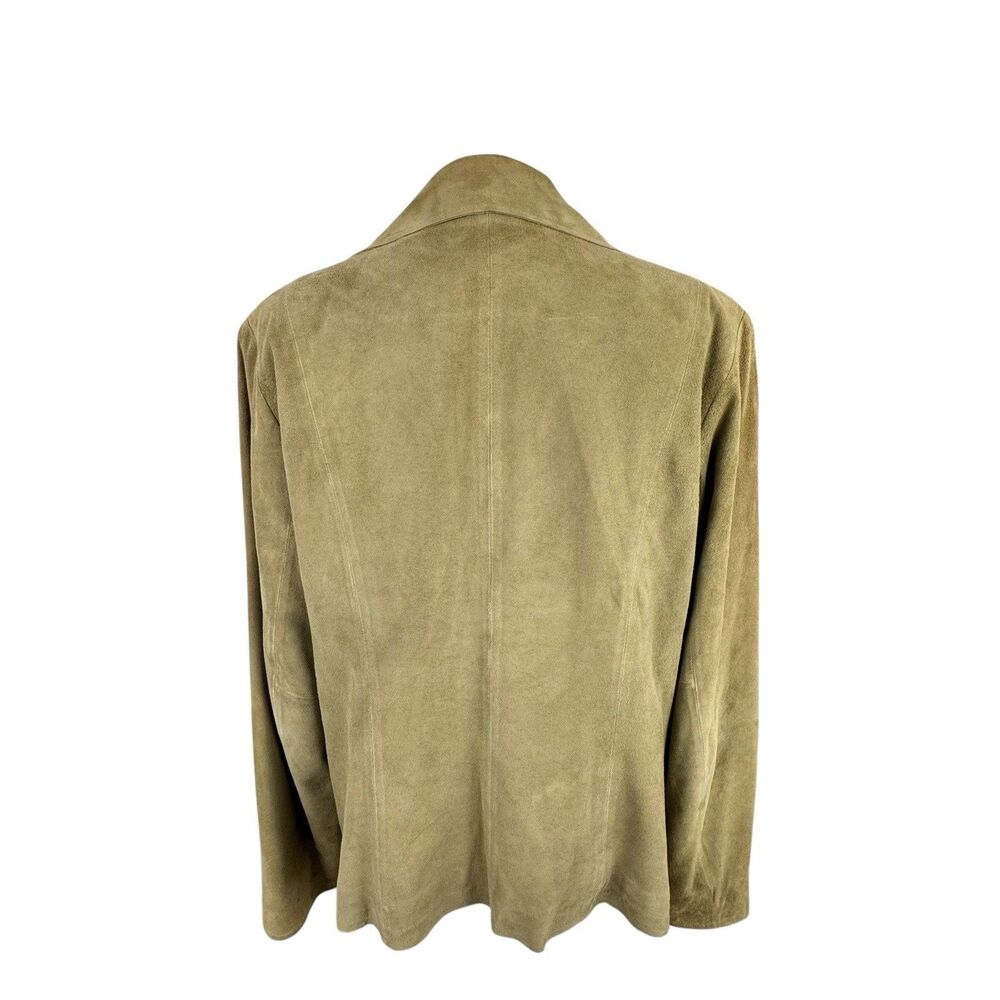 Jones New York Women Suede Leather Jacket 12 Green‎ Western Cowgirl Equestrian - Picture 3 of 16